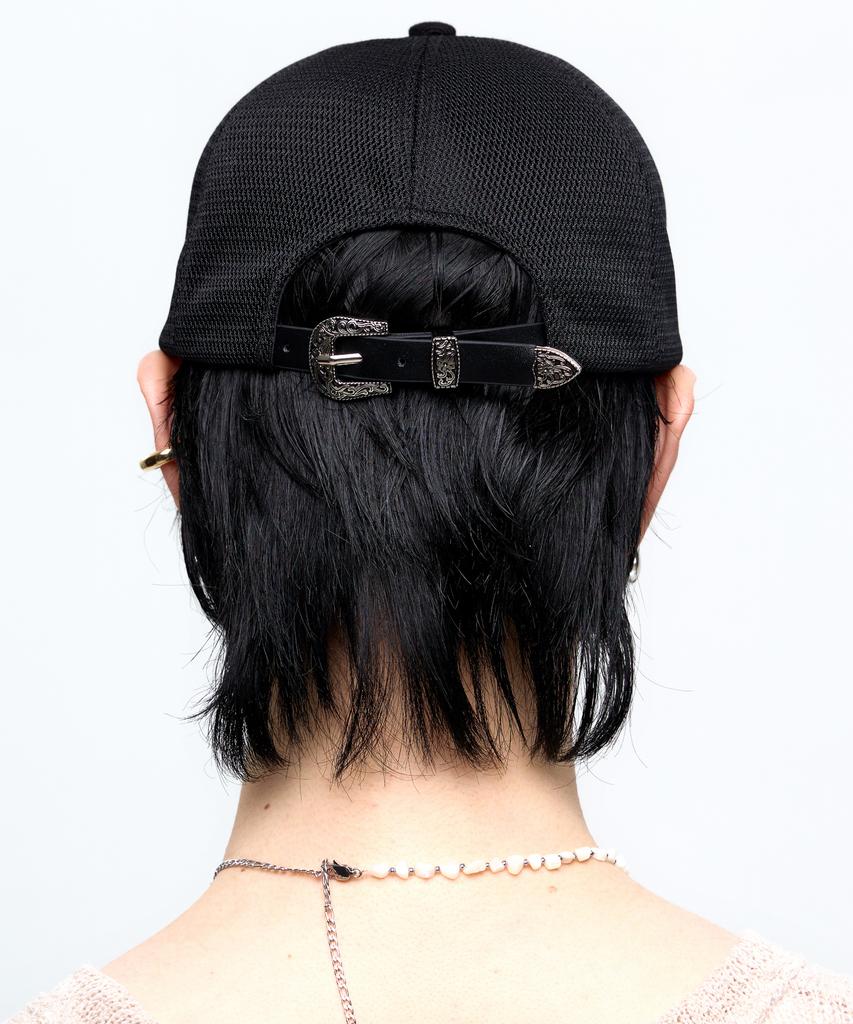 Aleseueseussi Western Rivet Mesh Cap - Black
