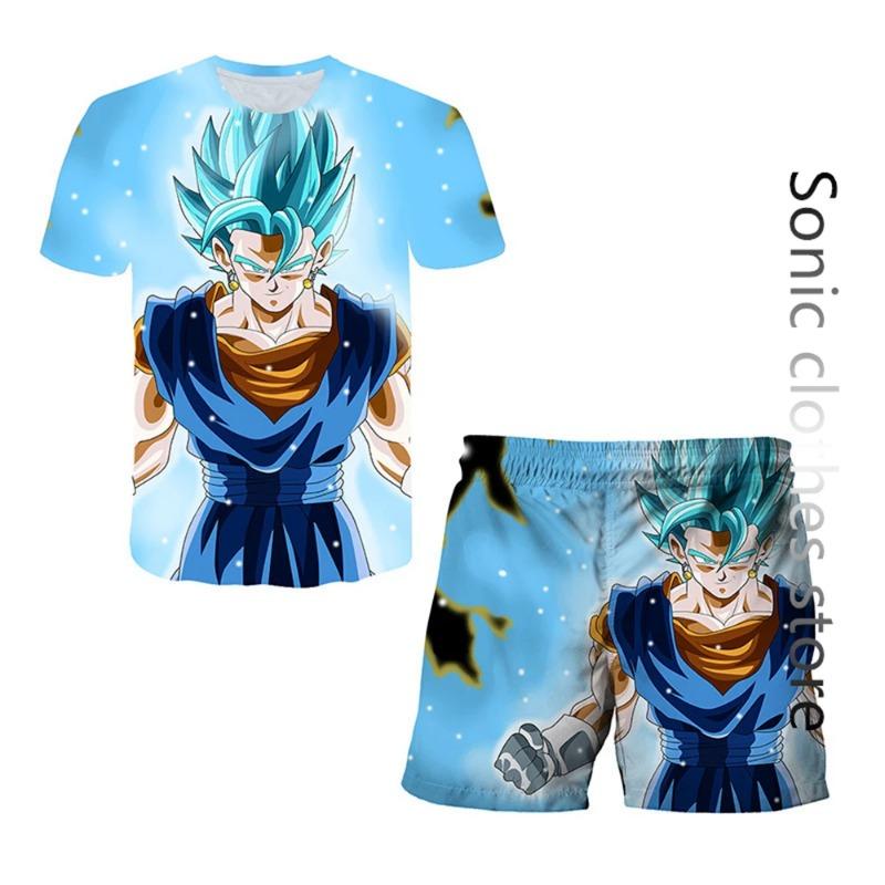 

Модный комплект футболок Dragon Ball Z для детей, одежда для мальчиков и девочек, мужская и женская футболка, костюм для грузовика, одежда 3d Goku с коротким рукавом 160