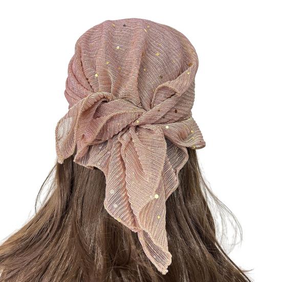 Sequin Headscarf, Multi-Purpose Turban Headband Square Scarf, Adjustable Strap Bohemian Style Head Wrap for Travel Vacation