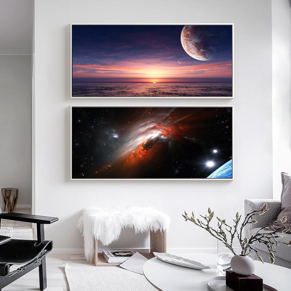 Landscape Oil Painting Space Photography Art Painting Canvas Painting Living Room Corridor Bar Home Decoration Mural No Frame