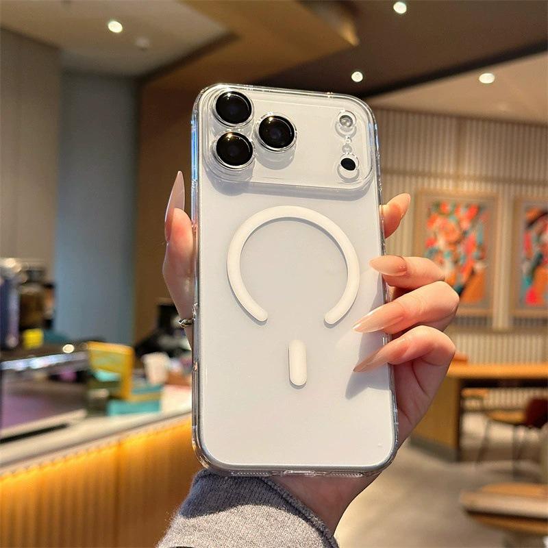 

Apple 17 Pro Max Transparent Magnetic Phone Case with Lens Film, Ultra-thin Protective PC Cover for iPhone 16. iPhone 14