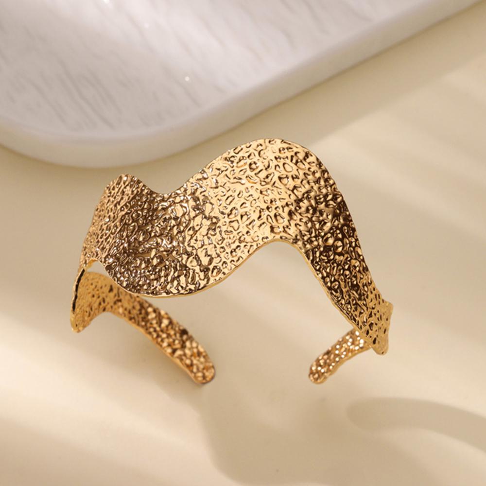 Stainless Steel Bracelet For Women Men Aesthetic Flower Leaf Bangle Opening Gold Color Geometric Bangles Bracelets Femme Jewelry