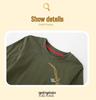 Boys' Dino Embroidery Long-Sleeve Green T-shirt, Casual Autumn/Winter Base Layer, Small/Medium
