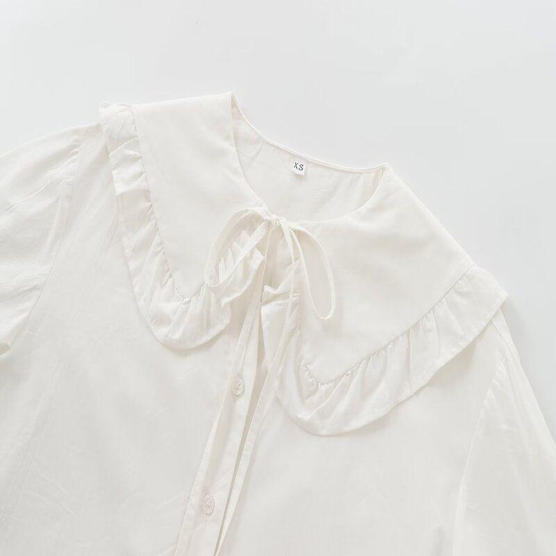 Fashion Style 2024 Autumn New Women's Clothing Stylish Cotton Small Round Lapel Long Sleeve Shirt 4786263