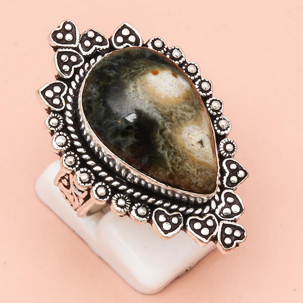 Ocean Jasper Gemstone Handmade Silver Jewelry  "8"
