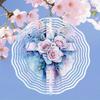 Metal Wind Spinner with 3D Rose Floral Cross Design Rotating Outdoor Garden Decor for Yard Patio Balcony