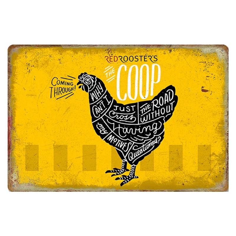 Chicken Rooster Hen Coop Egg Retro Vintage Metal Plate Decoration Wall Home Decor Tin Metal Sign Poster For Farmer New Year