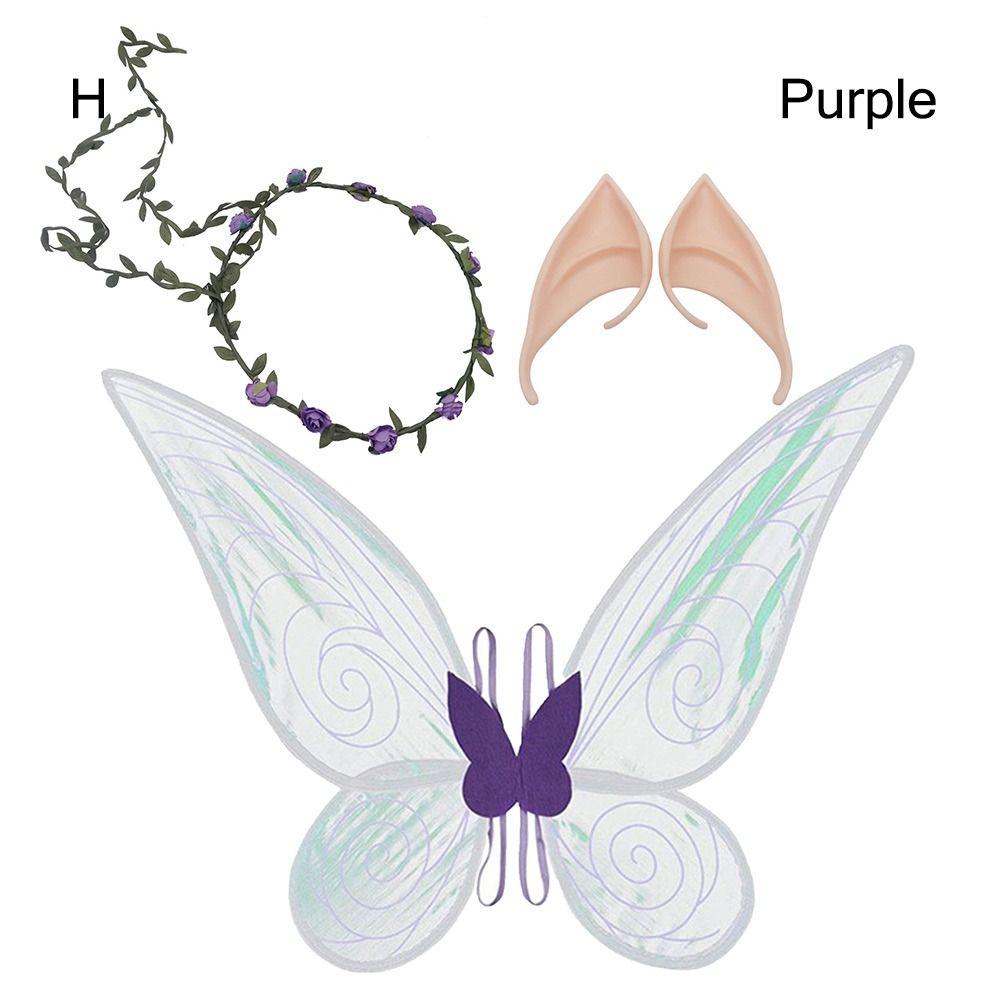 Sparkle Fairy Wings Halloween Costume Butterfly Wings with Flower Crown & Elf Ears  Party Favor