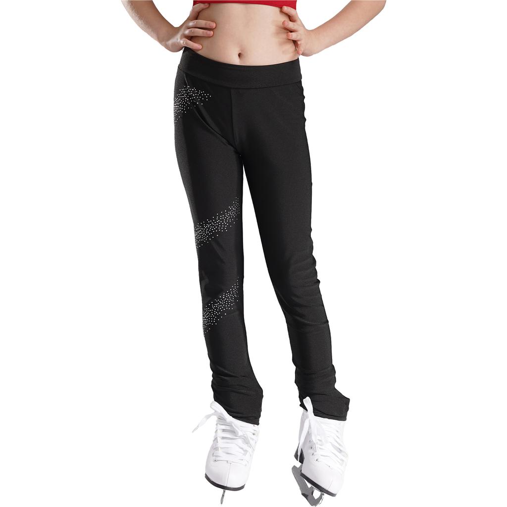 Pantaloni da Ragazza Scintillanti Decorati con Strass Vita Elastica Vestibilità Elasticizzata Pantaloni Sportivi
