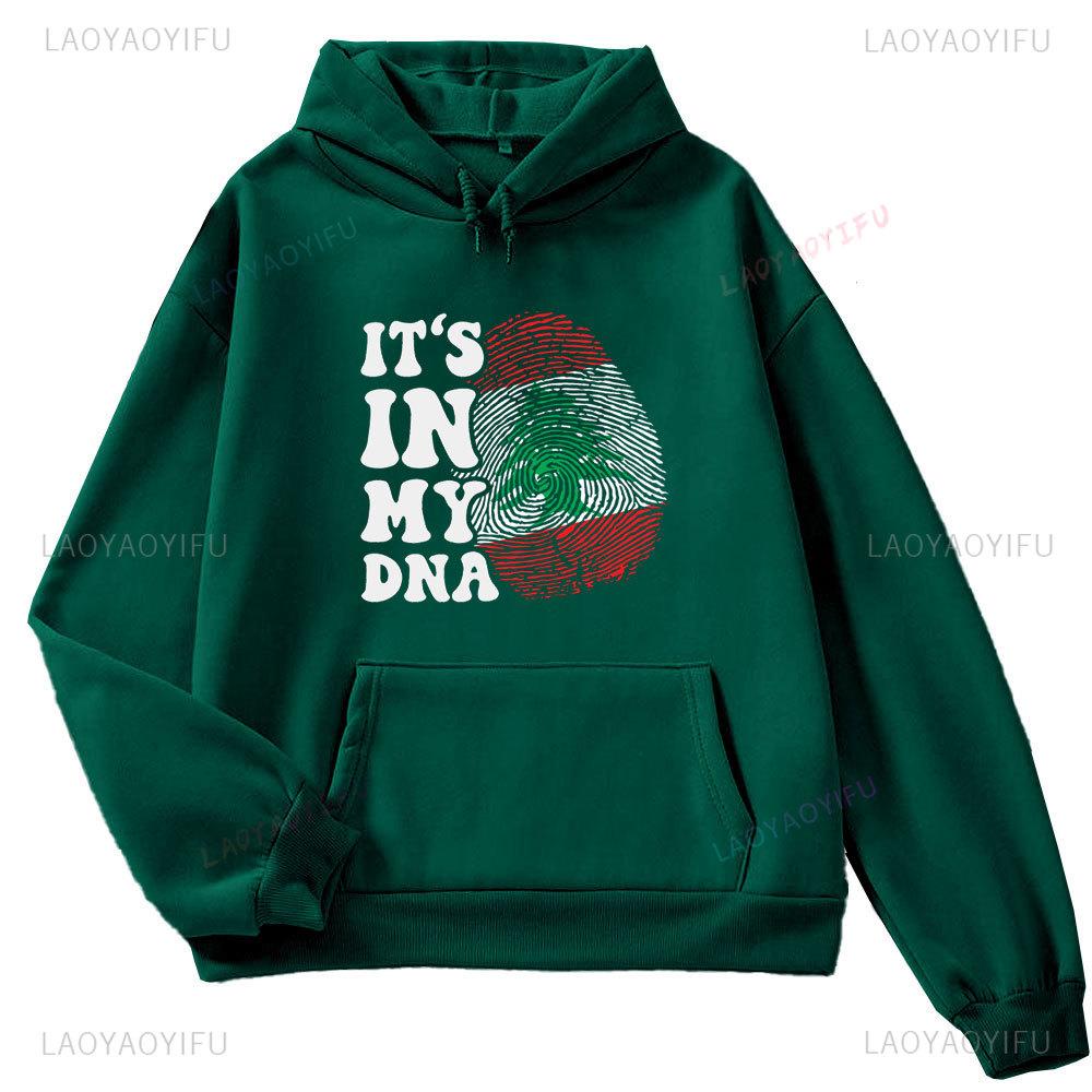 This Is Not My Dna Lebanon Flag Map Men's Long Sleeve Hoodie Autumn/Winter 2024 Lebanon Map Graphic Print Autumn Sweatshirt