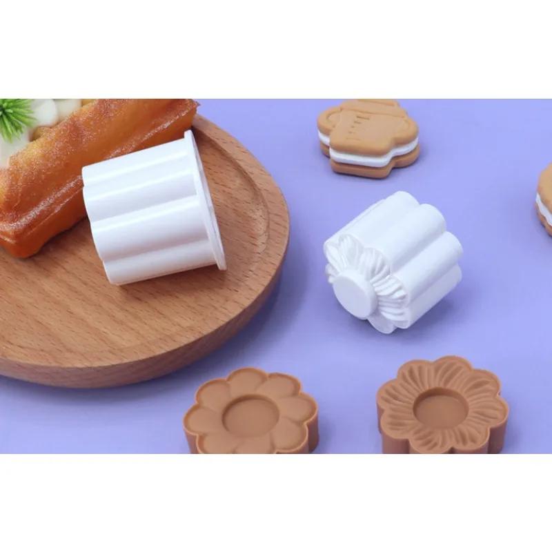 Pressable Fondant Stamp New Year Cake Decor Baking Supplies Chocolate Sandwich Cookies Flowers Cookie Cutter Biscuit Mould