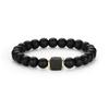 Men's M Frosted Volcanic Stone Bracelet, Square Black Agate Fashion High-end Beaded Hand Jewelry.