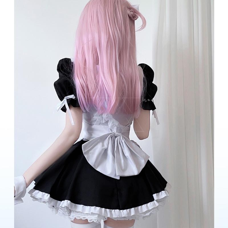 Anime Maid Costume Set Anime Maid Apron Maid Dress, Maid Headpieces, and Maid Bowtie Halloween Cosplay Costume