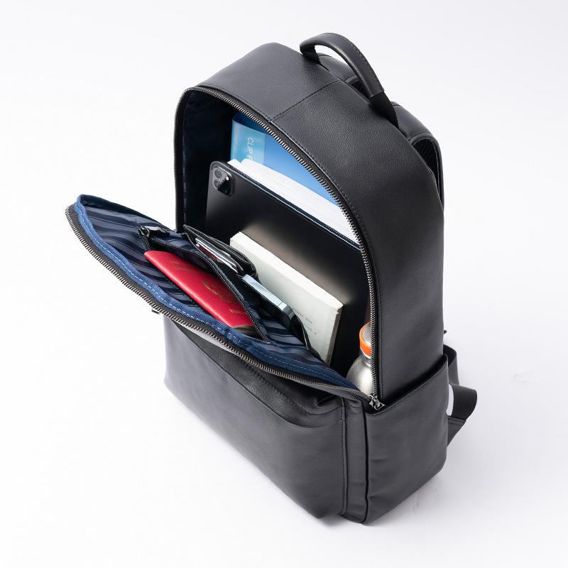 Genuine Leather Men's Business Fashion Casual Computer Backpack Simple Multi-layer Men's Bag