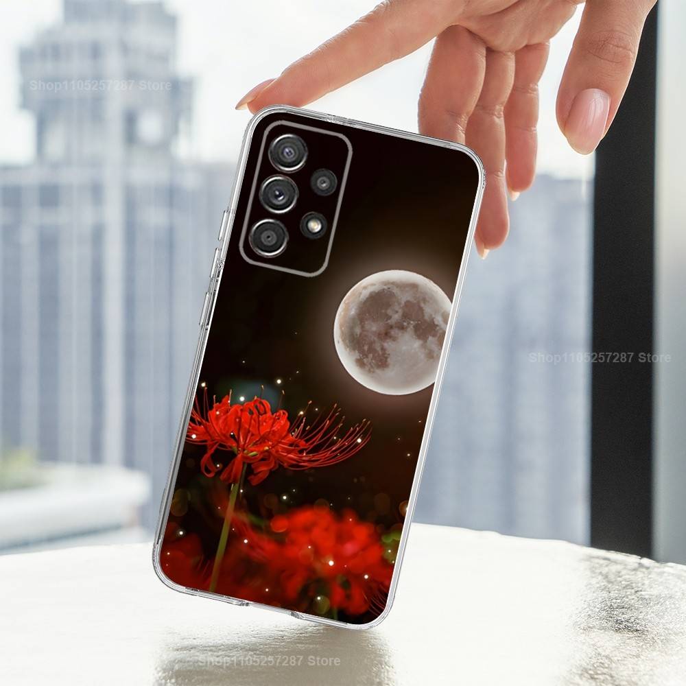 Lily Flower Red Spider Phone Case For Samsung Ultra,FE,A30,71,51,S9,10,20,Lite, S22,23,21,PIus,Transparent, Silicone