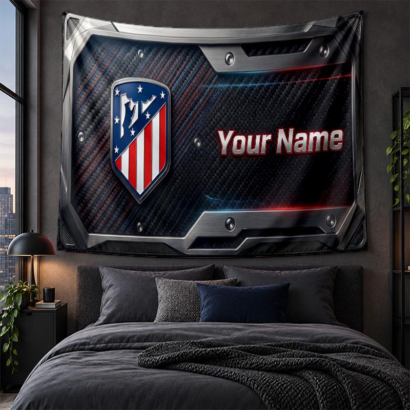 Personalized Tapestry Wall Hanging Atletico Madrid FC Pattern Art Background Cloth