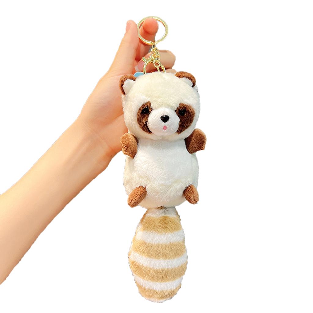 Cute Y2K Pendant Keyring Hanging Ornament Big Tailed Plush Raccoon Charm Keychain Handbag Charm Gift for Girls