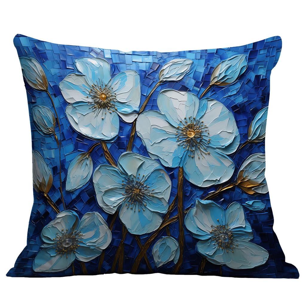 New Flower Pillowcase Imitating Three-dimensional Oil Painting Style Creative Floral Home Living Room Sofa Cushion Pillowcase