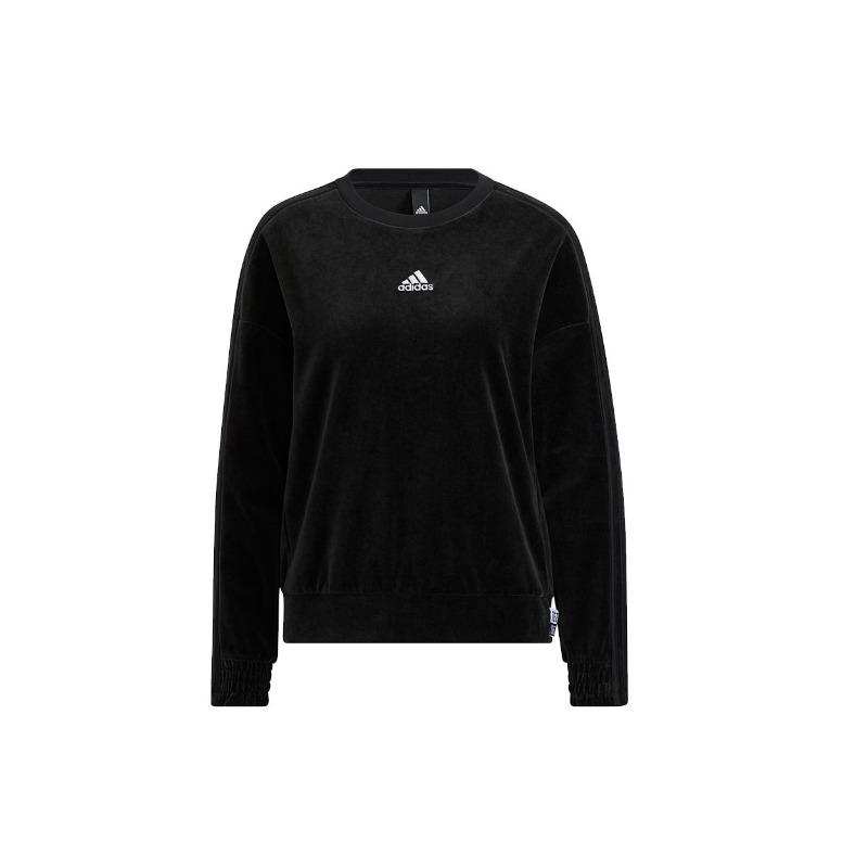 adidas Velours Crewneck Sweatshirt Met Klein Logo Dames Tops Zwart HG1843