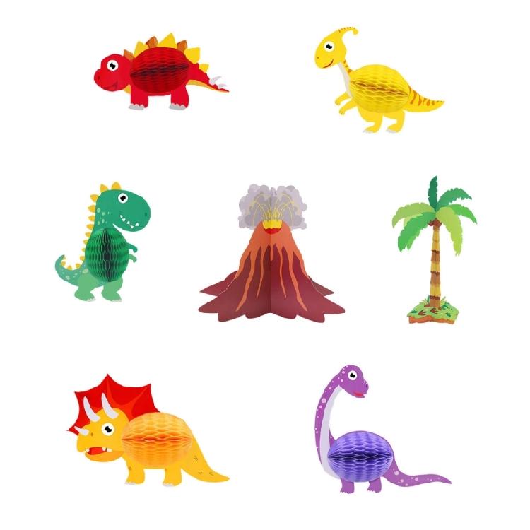 

7Pcs Dinosaur Themed Paper Ornament Party Table Centerpieces for Kids Birthday and Baby Showers School Event Decoration 1