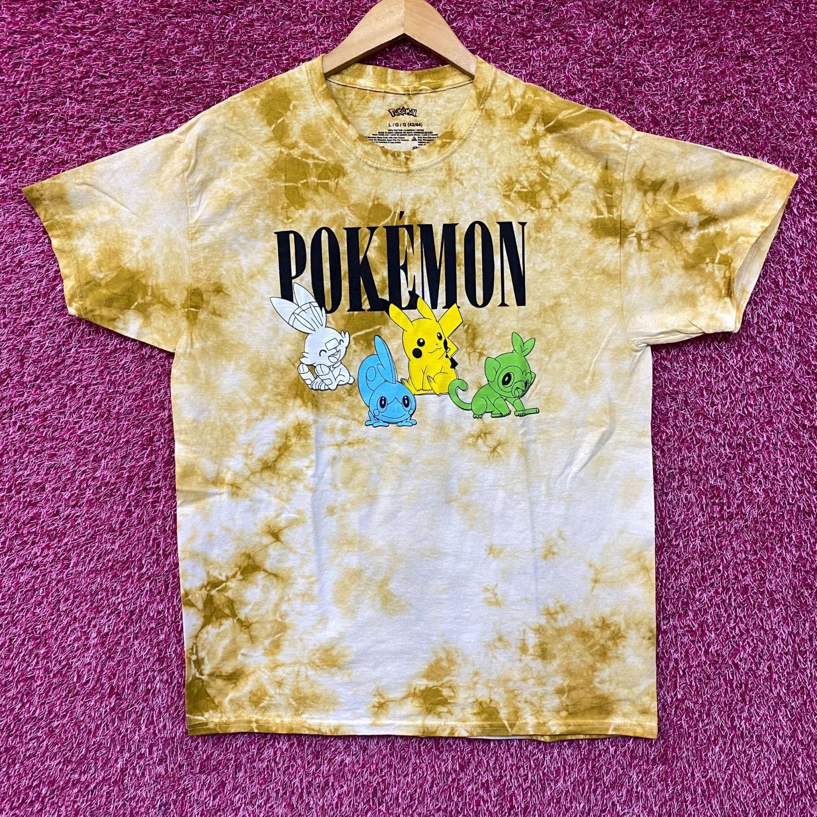 

Pokemon Pikachu Grookey Scorbunny Sobble Gold Yellow Tie-Dye Shirt Large XL