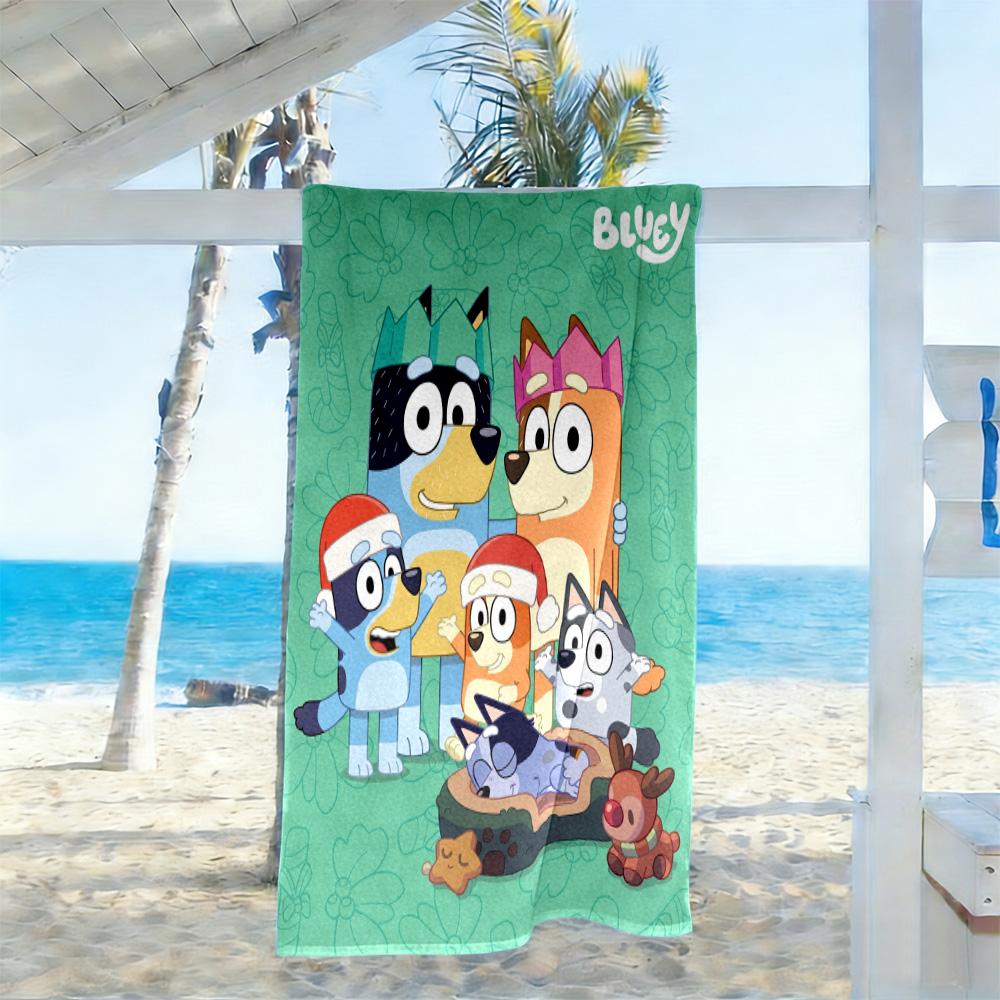 Bluey's Colorful Friends Beach Towel Super Soft Microfiber Quickdry Fabric Comfortable Lightweight Perfect for Traveling Yoga Camping and Swimming