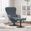 Egg Chair with Footstool Dark Grey Velvet