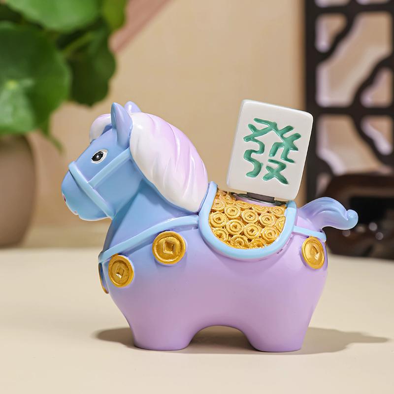 1pc Zodiac Horse Home Ornaments Rotatable Year of The Horse Resin Cartoon Horse Statue Deorations Horse Mascot DIY Craft