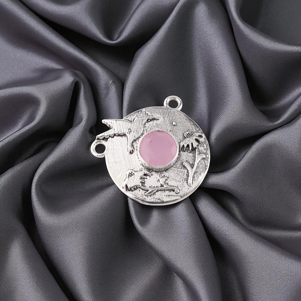 Rose Chalcedony Gemstone 925 Sterling Silver Jewelry Handmade Boho Pendant0.92" CP-34-19