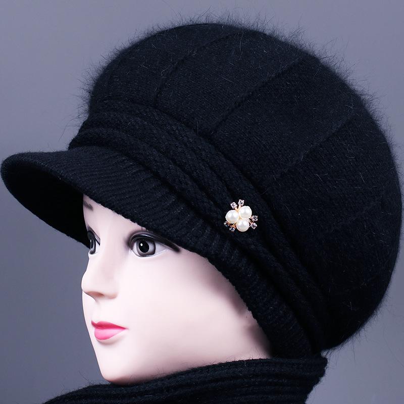 

Зимняя шапка женская плюшевая шапка из кроличьего пуха человеческая термошапка утолщенная вязаная хлопковая шапка One size elastic