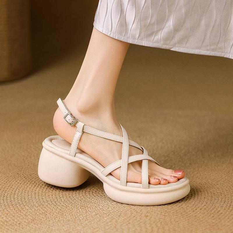 

Summer women s Roman sandals new white platform sandals women s soft sole buckle women s shoes casual large size shoes black 39