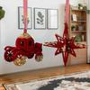 1Pcs Merry Christmas Flocking Wreath Pendant Elk Snowflake Xmas Tree Hanging Ornament Decor Christmas Decor Outdoor Gadgets