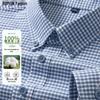 Romon Men's Long Sleeve Cotton Oxford Plaid Shirt