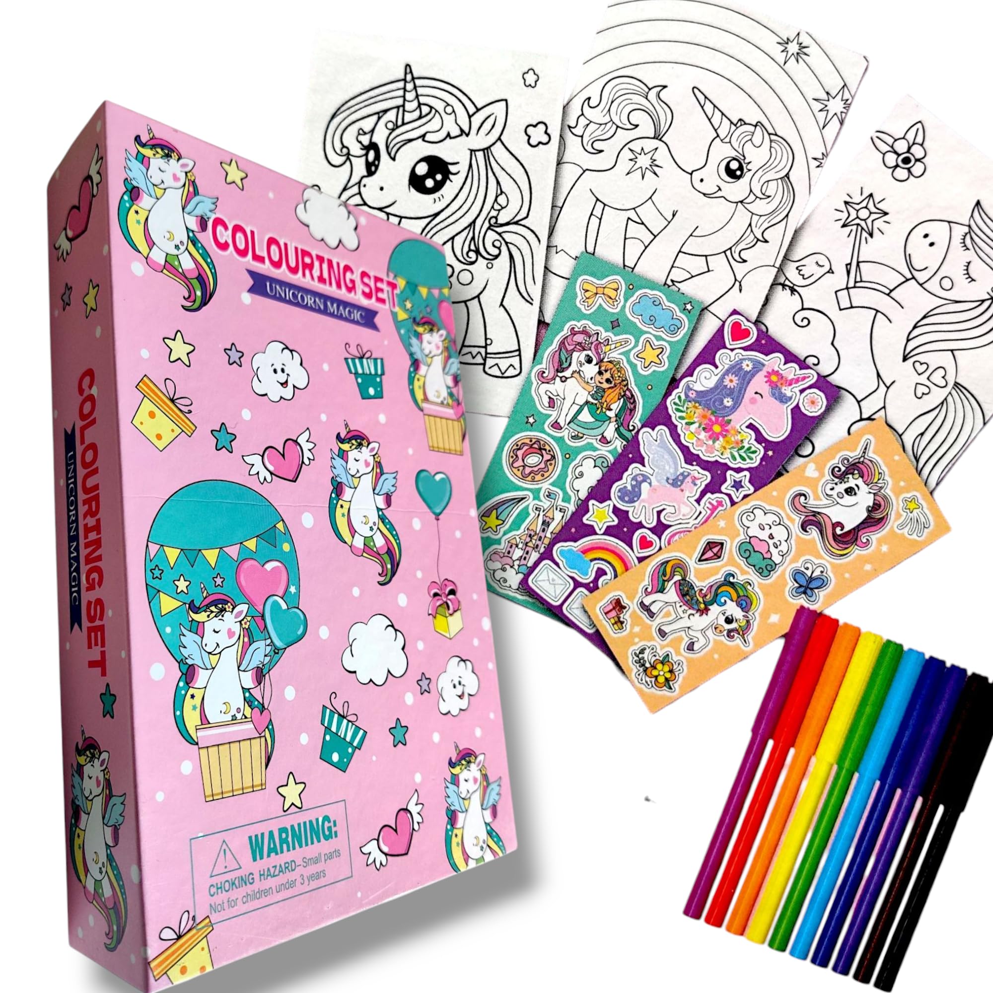 

Kidorado - Colouring Book Set with 10 Watercolour Pens, 36 Creative Designs in a Sheets Pad, 5 Colourful Stickers | Art and Craft Set for 3+ Year