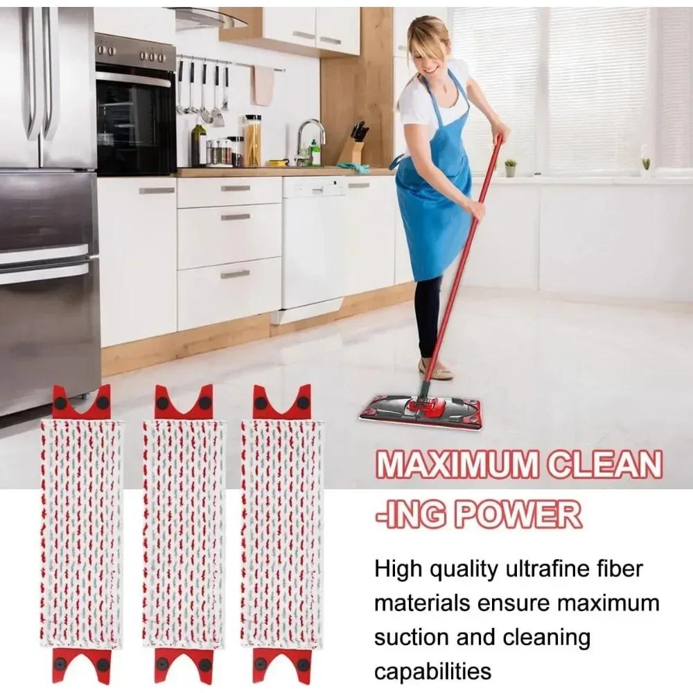 Replacement microfiber floor mop pad and mop head for washable floor wiping kit