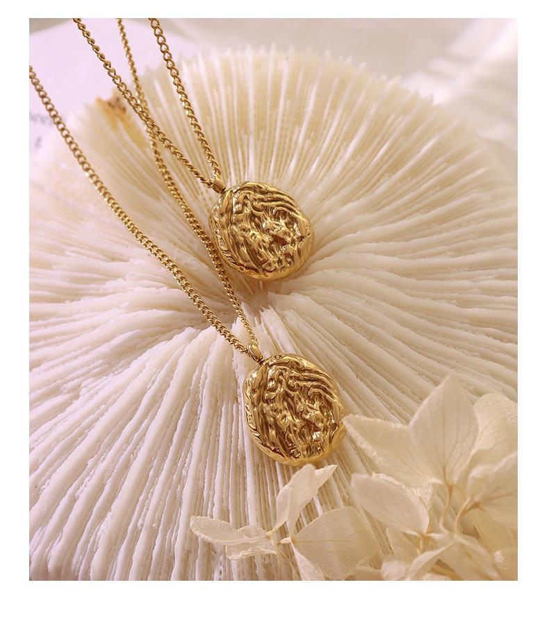 18K Gold-Plated Titanium Steel Necklace with Korean Geometric Irregular Imitation Walnut Shell Pendant