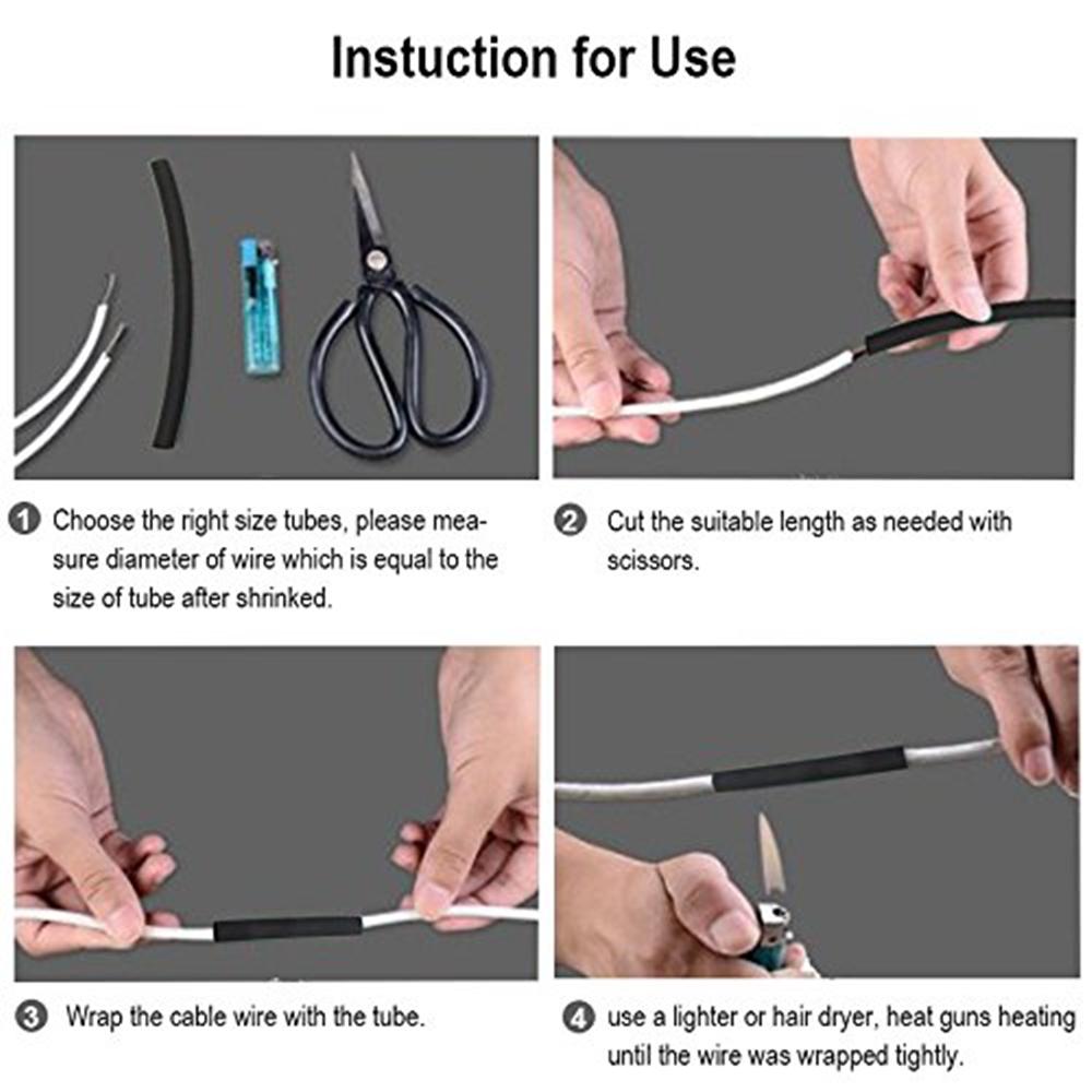 164pcs Set Polyolefin Shrinking Assorted Heat Shrink Tube Wire Cable Insulated Sleeving Cable damage repair Tubing Set