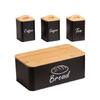 4Pcs Wooden And Metal Airtights Storage Jars For Coffee Tea Sugar Bread Keeping Kitchens Essential Organized