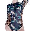 2025 Euro-American Slim Fit Sexy One-Piece Swimsuit: Women's Long Sleeve Zipper Surf Swimwear
