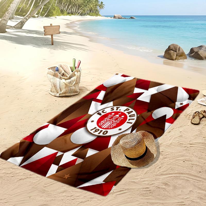 FC St. Asciugamano da Spiaggia con Stampa Calcio Pauli, Asciugamano Grande Morbido Asciugatura Rapida per Spiaggia Campeggio Nuoto