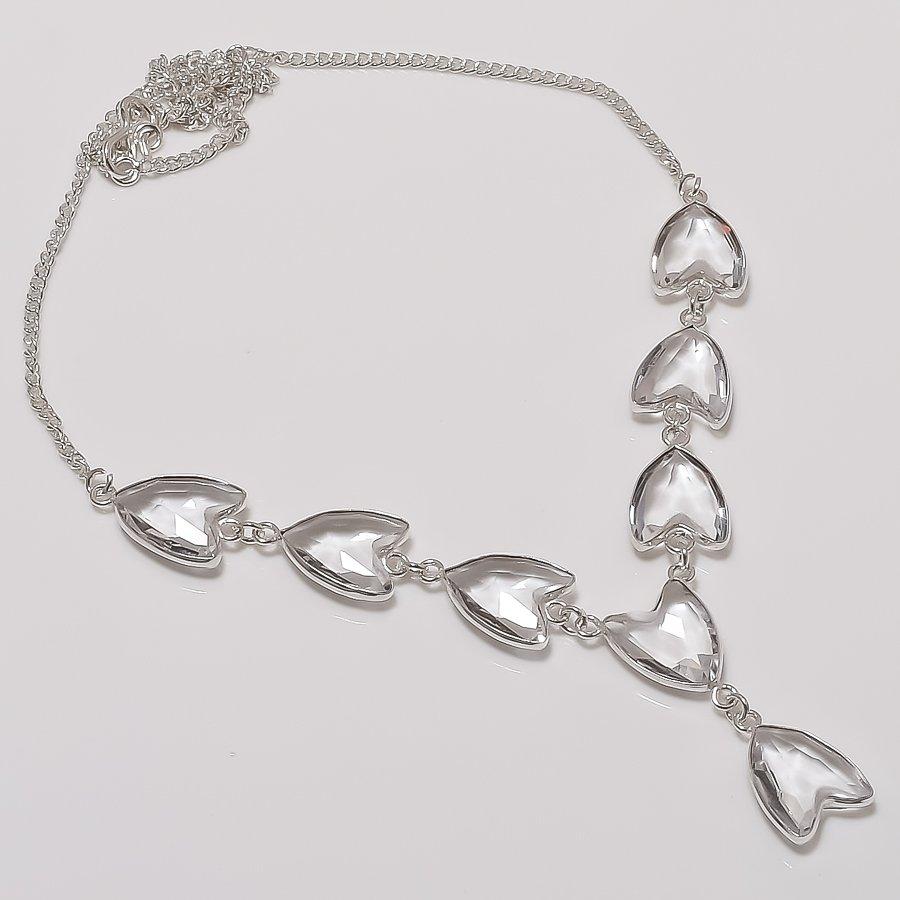 Natural White Topaz Gemstone 925 Sterling Silver Jewelry Necklace 18  ASN-5935
