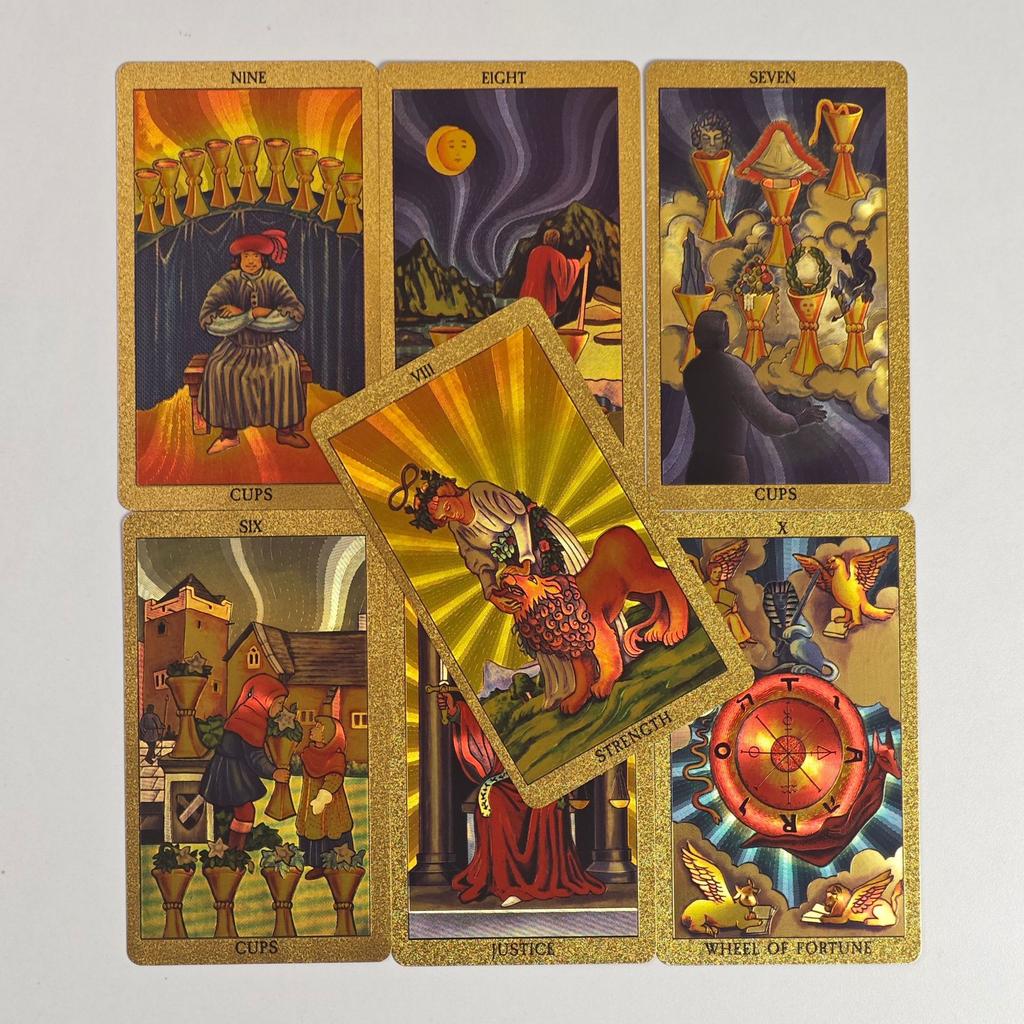 Gold Foil Tarot Card Full Set Color Printing Plastic Waterproof Tabletop Game Cards Tarots For Divination And Spiritual Guidance