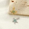 2 Pcs Brass Ocean Jewelry Charm Pendant Gold Plated Starfish Micro Pave Blue Rhinestone For Necklace DIY Making 24mm X 18mm
