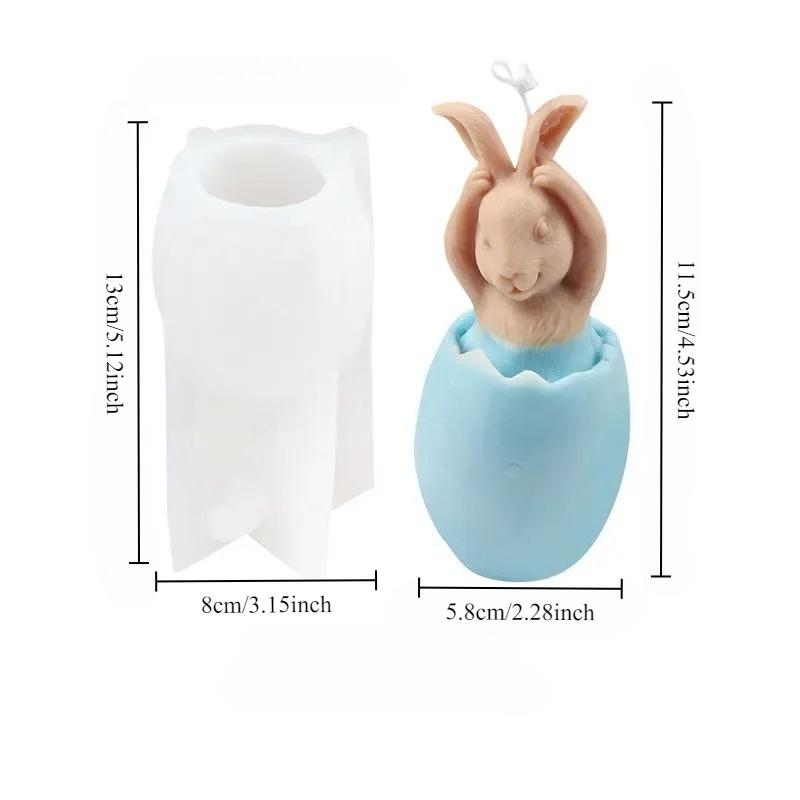 

2026 Easter Eggshell Rabbit Silicone Candle Mold DIY Handmade Animal Aromatherapy Gypsum Soap Resin Craft Mold Home Gift