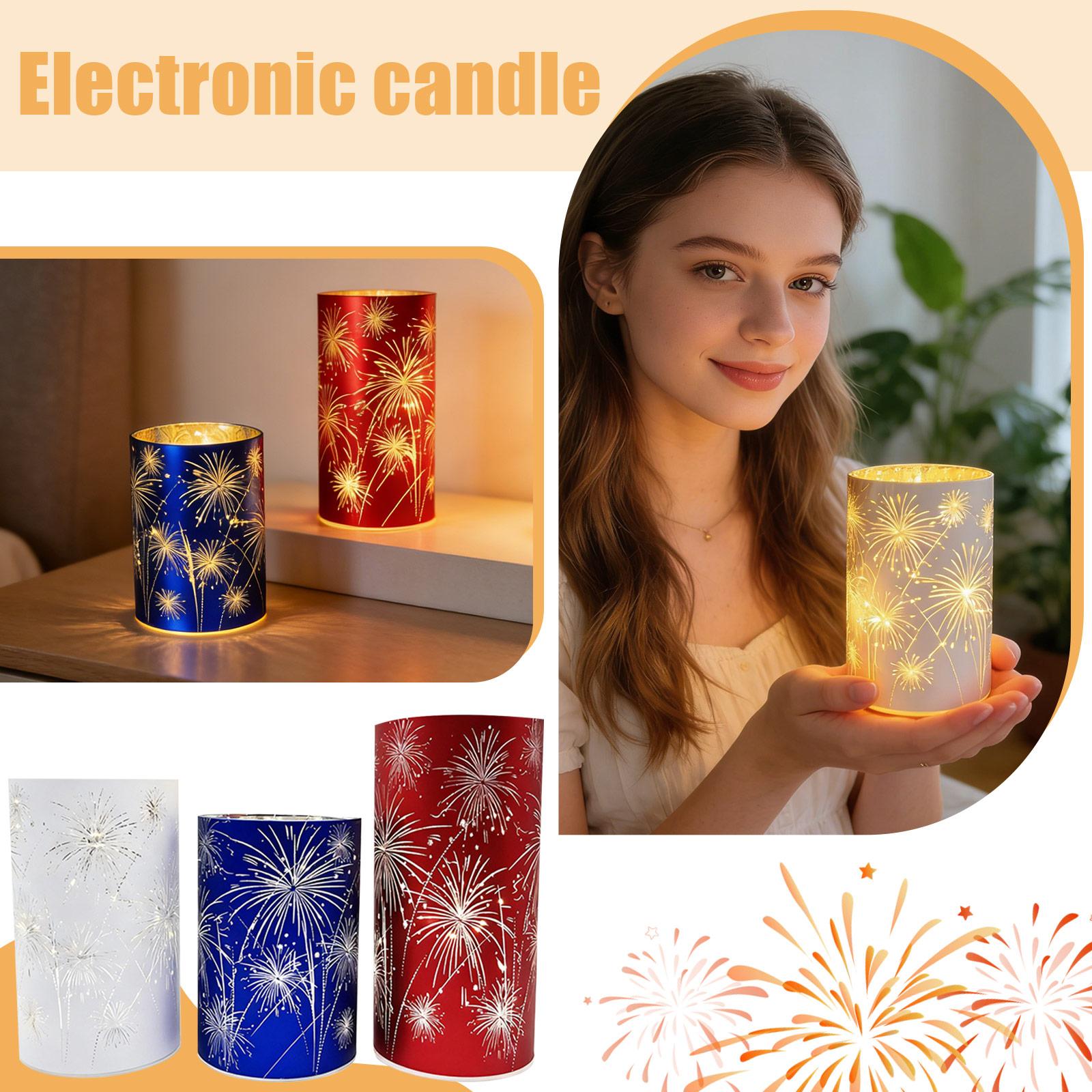 

3-Piece Celebration Light Set - Etched Fireworks Starburst Glass Base With Warm LED Lights And A Flashing Decorative Centerpiece. One Size