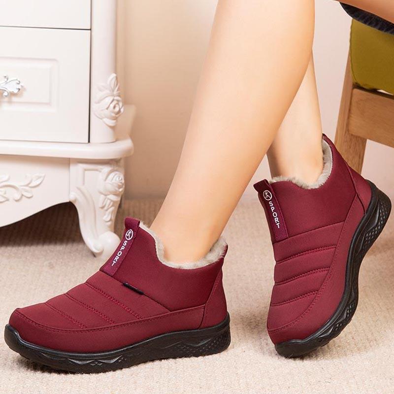 Winter Plus Velvet Thickened Warm Large Size Flat-bottomed Non-slip Cotton Boots