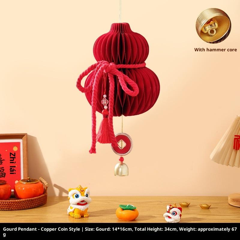 Red Paper Lanterns Xmas Navidad Ornament 2026 Christmas Tree Pendant 3D Honeycomb Hanging Decor