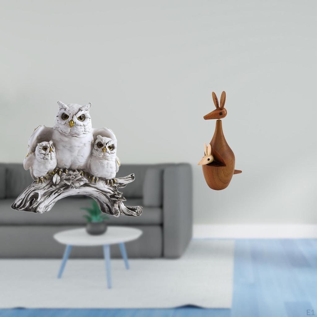 Modern Owl Figurine Sculpture Tabletop Ornament for Living Room Office Bedroom Cabinet Bookshelf