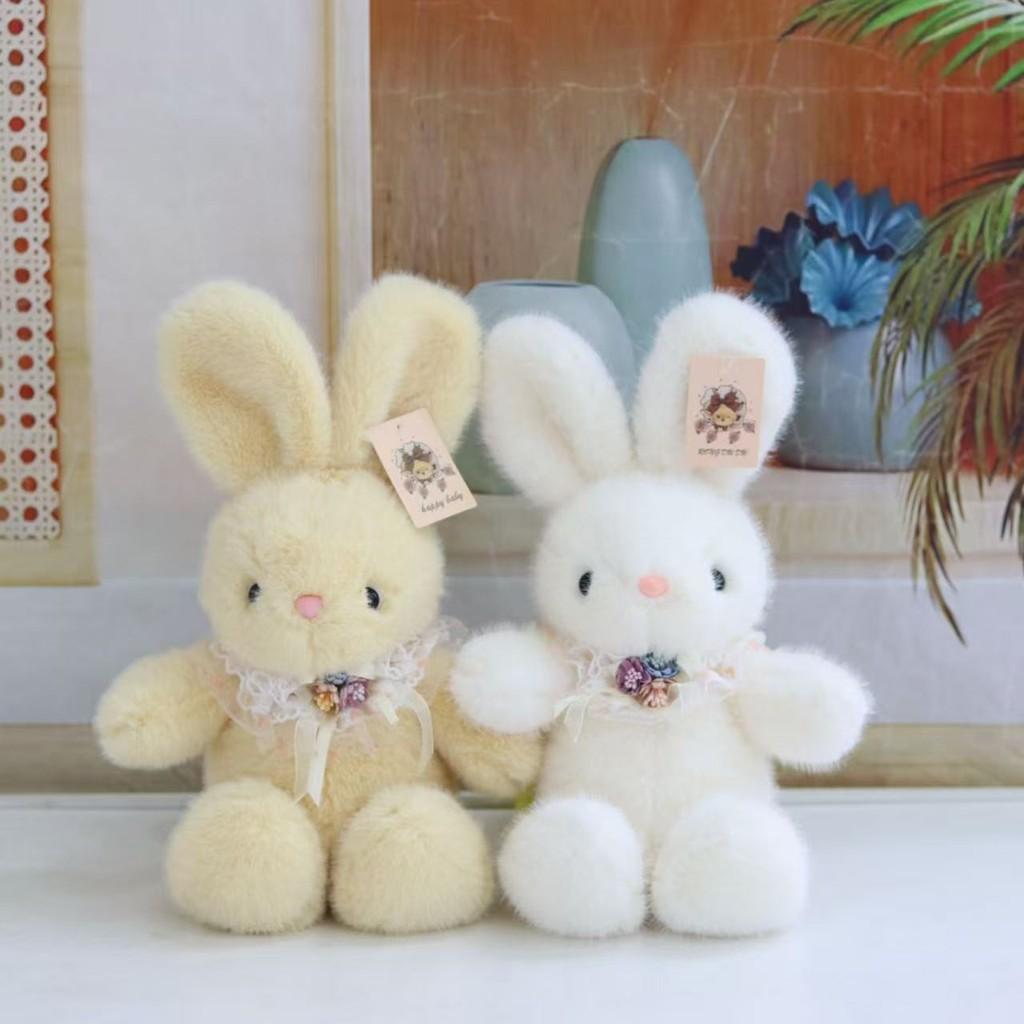 Cute Plush Rabbit Stuffed Animal Toy With Ribbon Bow For Home Decor Office