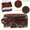 PU Leather Cosmetic Makeup Bag Waterproof Hanging Toiletry Bag Vintage Travel Wash Bag  Outdoor